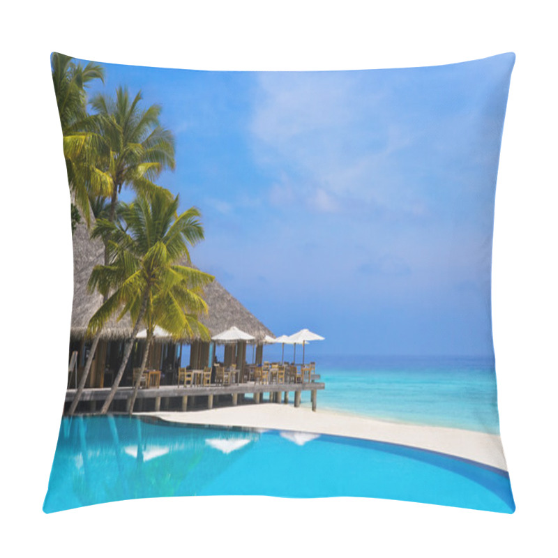 Personality  Cafe And Pool On A Tropical Beach Pillow Covers