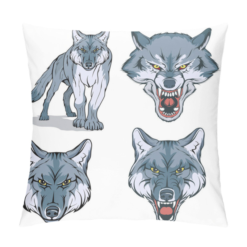 Personality  Wolf Vector Set , Vector Graphic To Design Pillow Covers