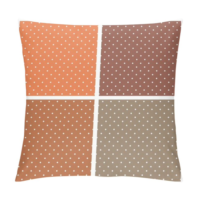 Personality  Set With Vector Seamless Patterns Or Textures With White Polka Dots On Dark And Light Brown Background Pillow Covers