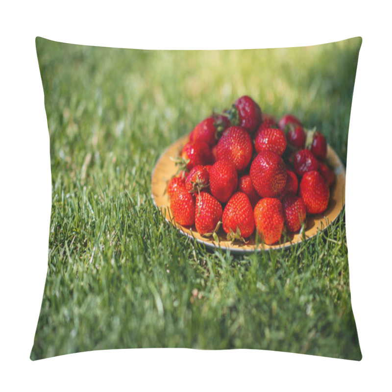 Personality  Fresh Strawberries On Grass  Pillow Covers