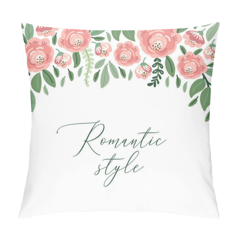 Personality  Cute Botanical Theme Floral Background With Bouquets Of Hand Drawn Rustic Roses And Leaves Branches In Neutral Colors Pillow Covers