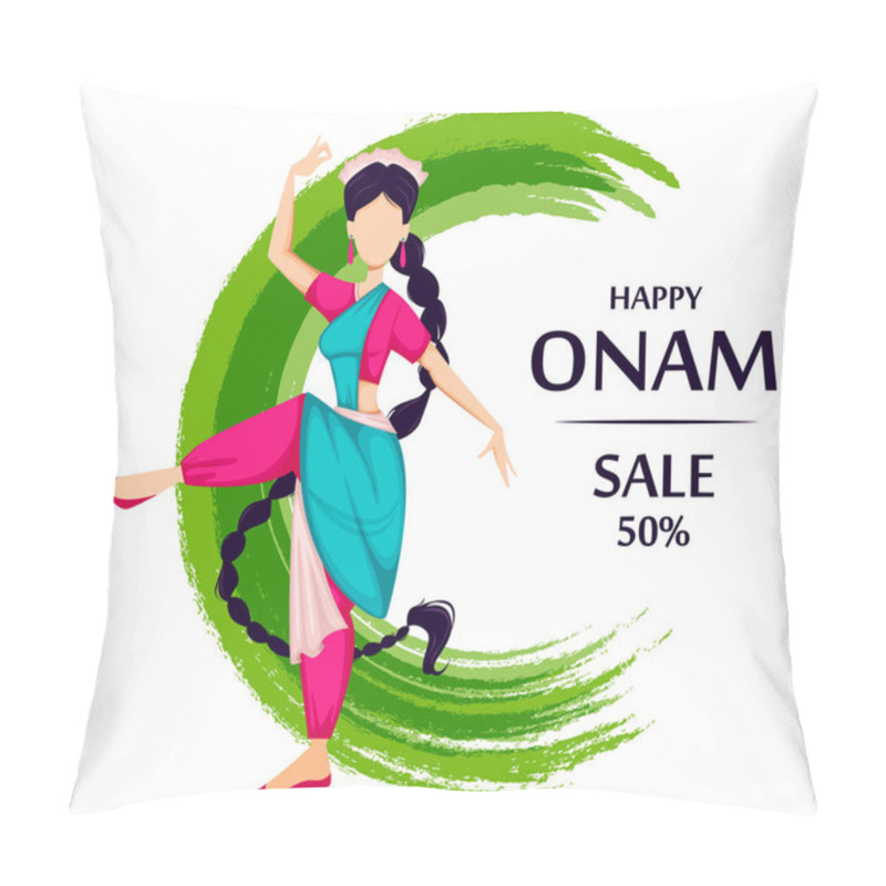 Personality  Happy Onam. Indian Woman Dancing Pillow Covers