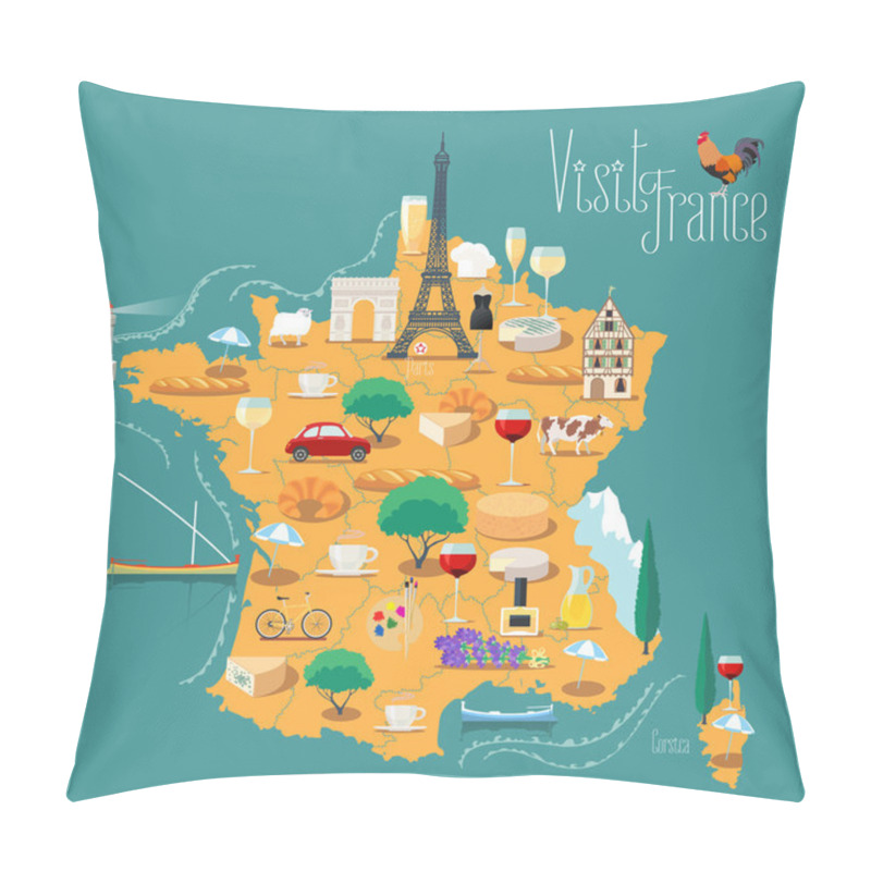 Personality  Map Of France Vector Isolated Illustration Pillow Covers