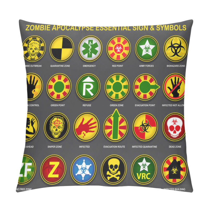 Personality  Zombie Apocalypse Essential Signs & Symbols Pillow Covers