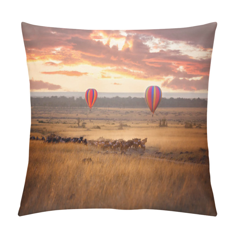 Personality   Sunrise With Wildebeest And Balloons Pillow Covers