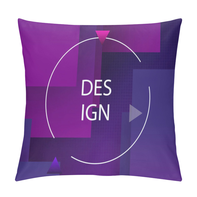 Personality  Blue Design With Squares With A Gradient Of Blue And Purple Shades, Round Frame With Triangles Pillow Covers