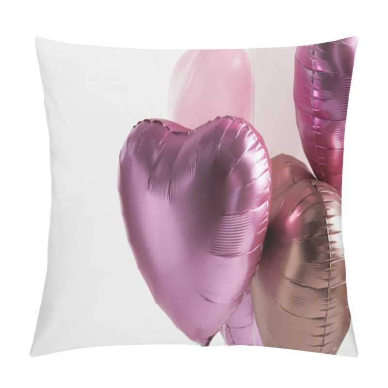 Personality  Heart-shaped Pink Festive Balloons Isolated On White With Copy Space Pillow Covers