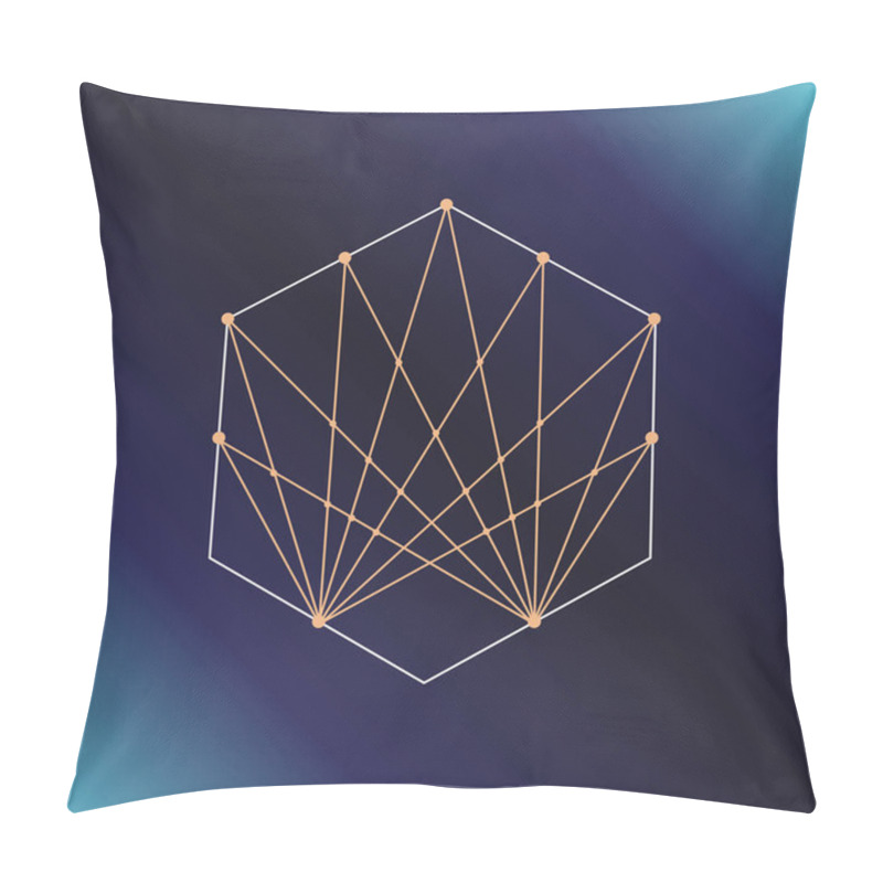 Personality  Sacred Geometry Symbol. Alchemy, Religion, Philosophy, Astrology And Spirituality Themes. Vector Illustration On Dark Blue Background For Posters, Websites, Engraving And Much More. Pillow Covers