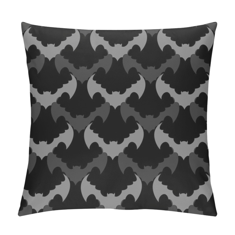 Personality  Bats Seamless Pattern. Background Of Flying Animals. Black Ornam Pillow Covers