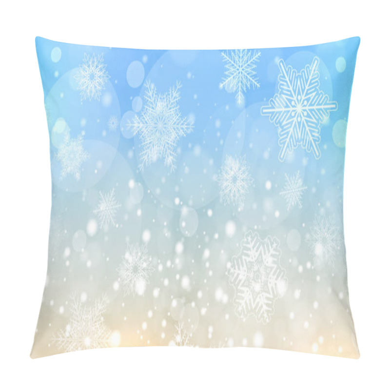 Personality  Christmas Background With Snowflakes, Bokeh And Lights, Winter Magic Background, Vector  Illustration Pillow Covers