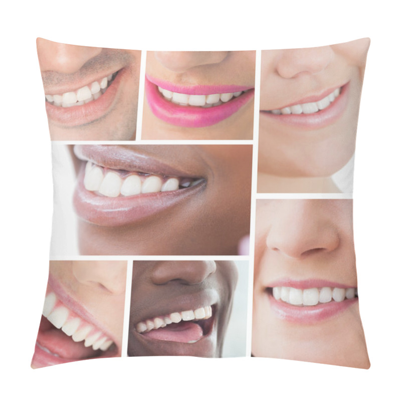 Personality  Collage Of White Smiles Pillow Covers