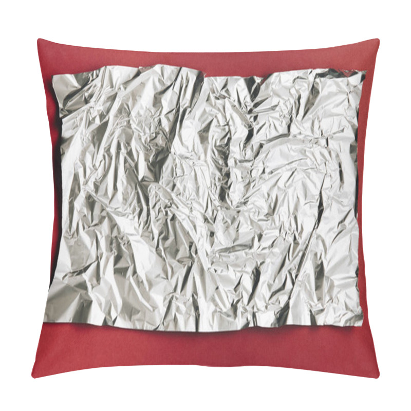 Personality  Close-up View Of Empty Crumpled Foil Texture On Dark Red Background Pillow Covers