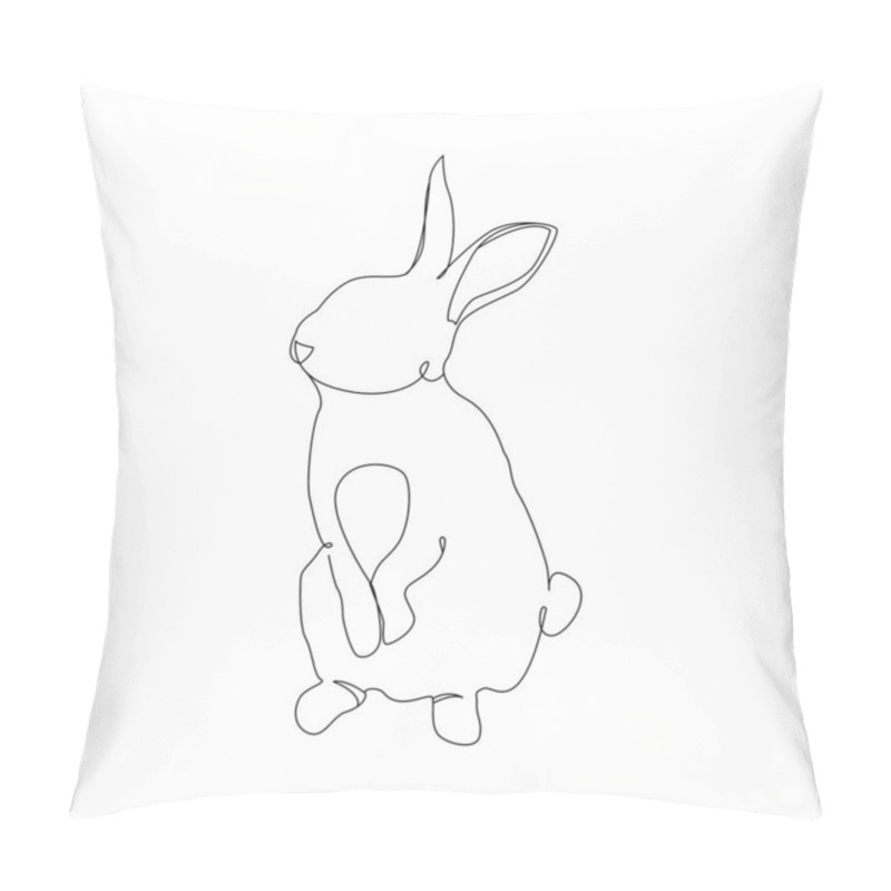 Personality  Rabbit Isolated Vector Illustration In Line Art Style. Pillow Covers