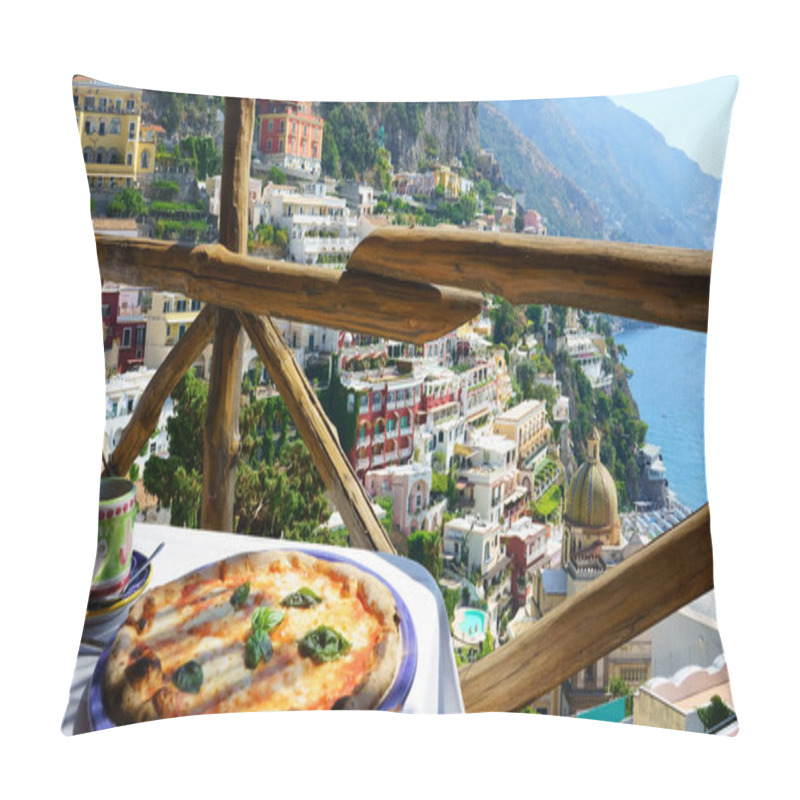 Personality                                    Pizza Place Terrace Overlooking To A Beautiful Positano Coast, Italy Pillow Covers