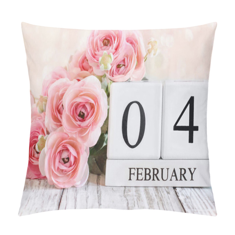 Personality  February 04 Calendar Blocks With Pink Ranunculus  Pillow Covers