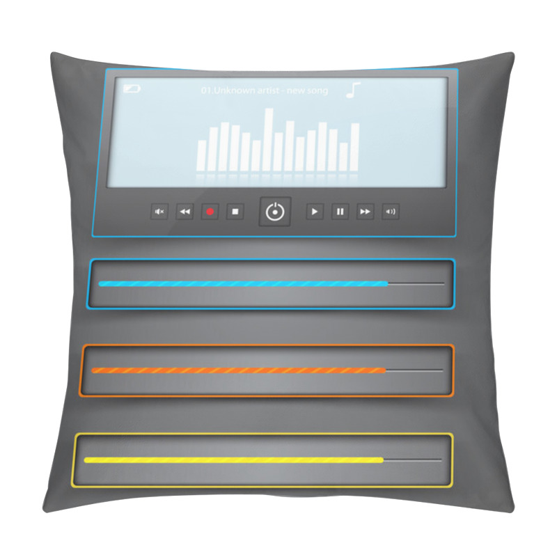 Personality  Media Player Interface Vector Illustration  Pillow Covers