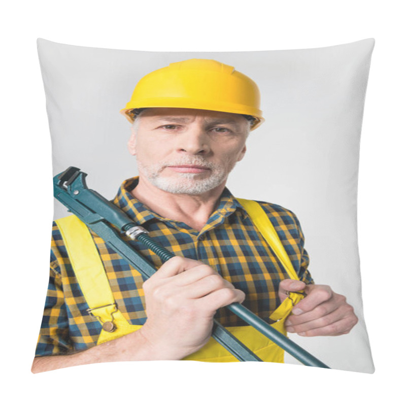 Personality  Mature Workman In Hard Hat  Pillow Covers