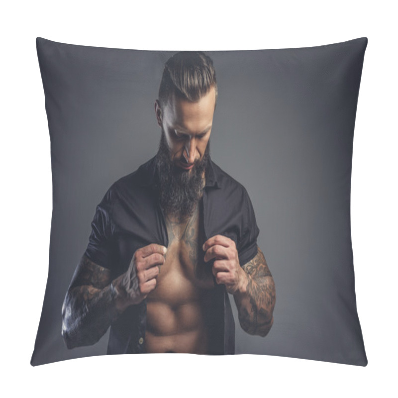 Personality  Tattooed Male Taking Off His Shirt Pillow Covers