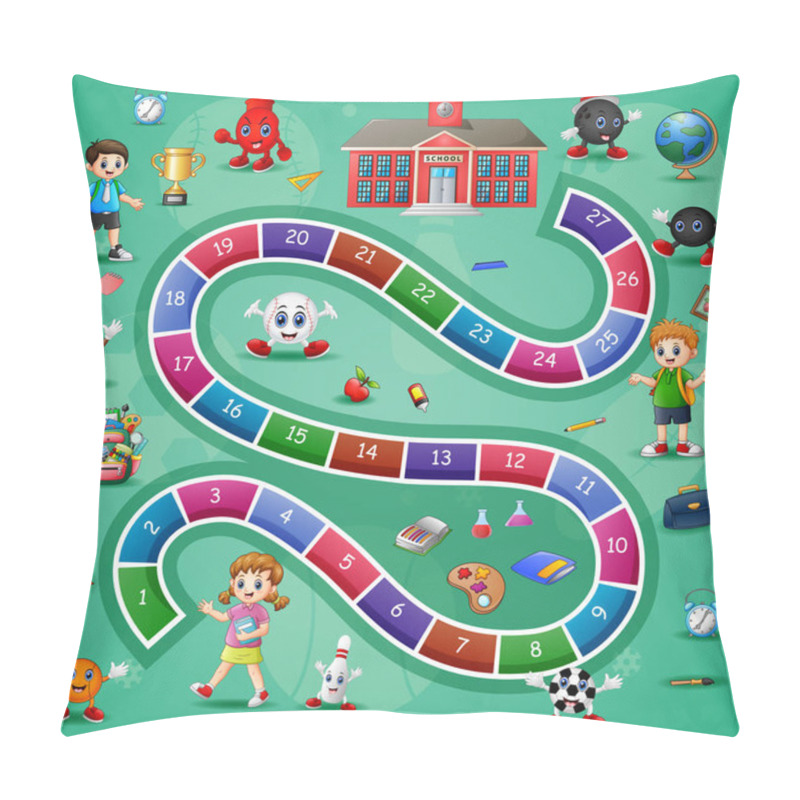 Personality  Vector Illustration Of Snakes And Ladders Game School Theme Pillow Covers