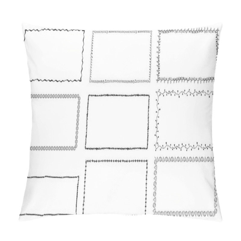 Personality  Set Of Hand-drawn Doodle Frames. Sketch Borders Pillow Covers