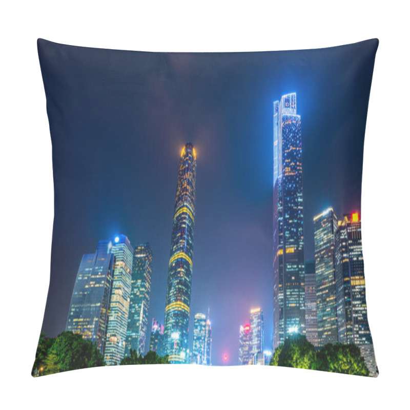 Personality  Night View Of Modern Buildings In Guangzhou City Squar Pillow Covers