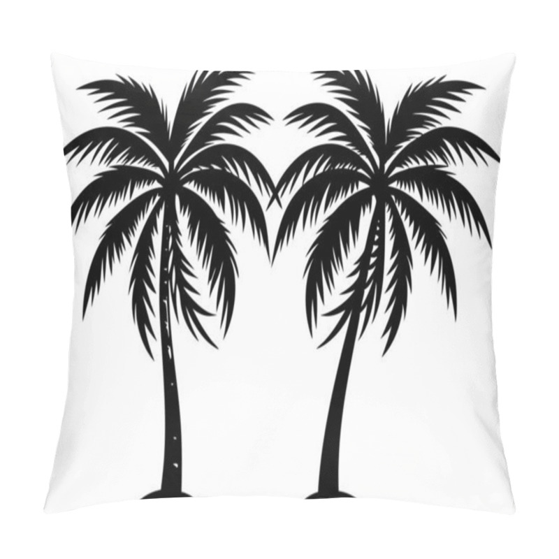 Personality  Striking Black And White Silhouette Of Two Palm Trees Pillow Covers