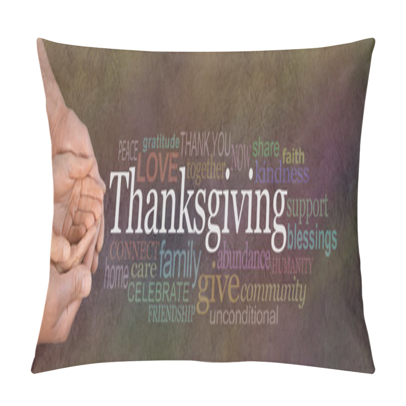 Personality  Thanksgiving Word Cloud Website Banner Pillow Covers