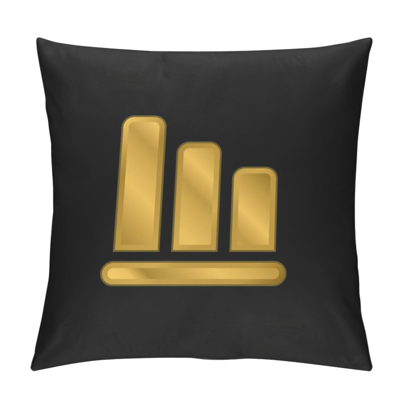 Personality  Bars Of Descending Graphic Gold Plated Metalic Icon Or Logo Vector Pillow Covers