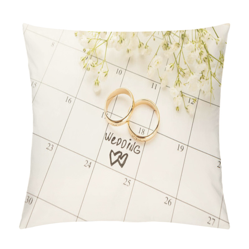 Personality  Word Wedding On Calendar With Sweet Flowers Pillow Covers