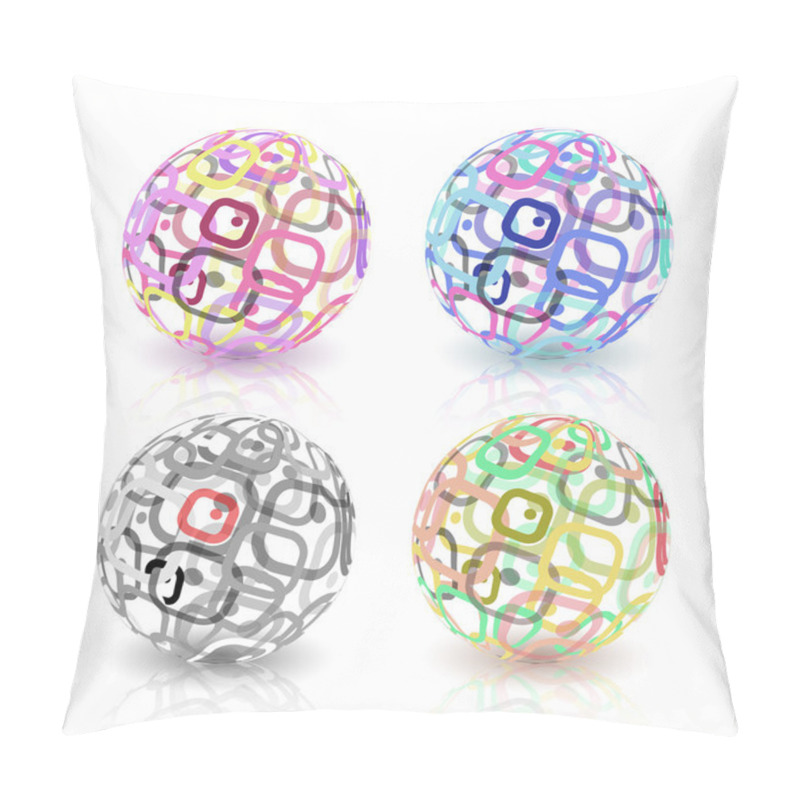 Personality  Set Of Abstract Globes Made From Retro Rectangles. Pillow Covers