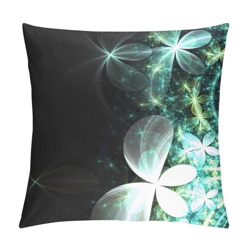 Personality  Dark Green Fractal Flowers, Digital Artwork For Creative Graphic Design Pillow Covers