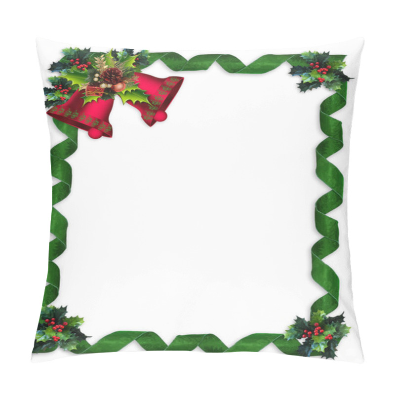 Personality  Christmas Border Holly, Bells, And Ribbo Pillow Covers