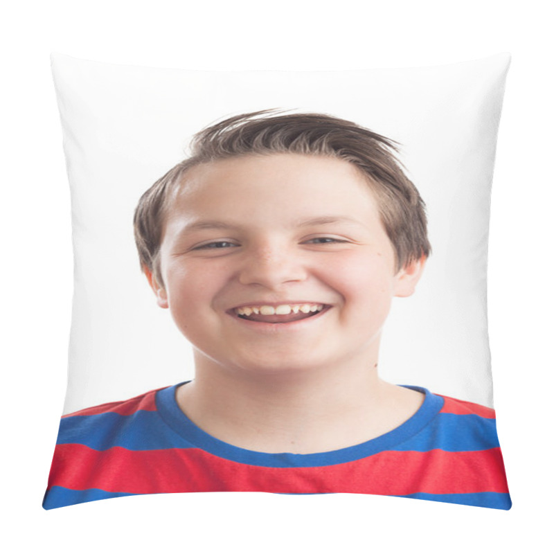 Personality  Teenage Boy (Causian) Closeup Portrait Laughing Pillow Covers