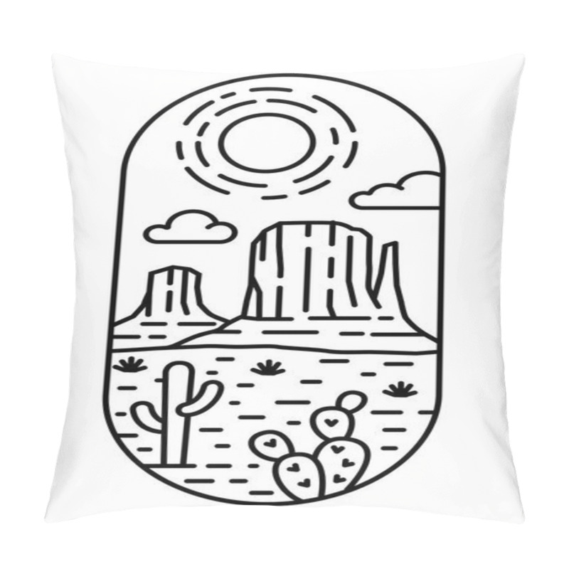 Personality  Beautiful Desert Views Line Art Illustration Pillow Covers