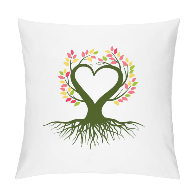 Personality  Abstract Tree Vector Illustration With Branch Heart Shaped Pillow Covers