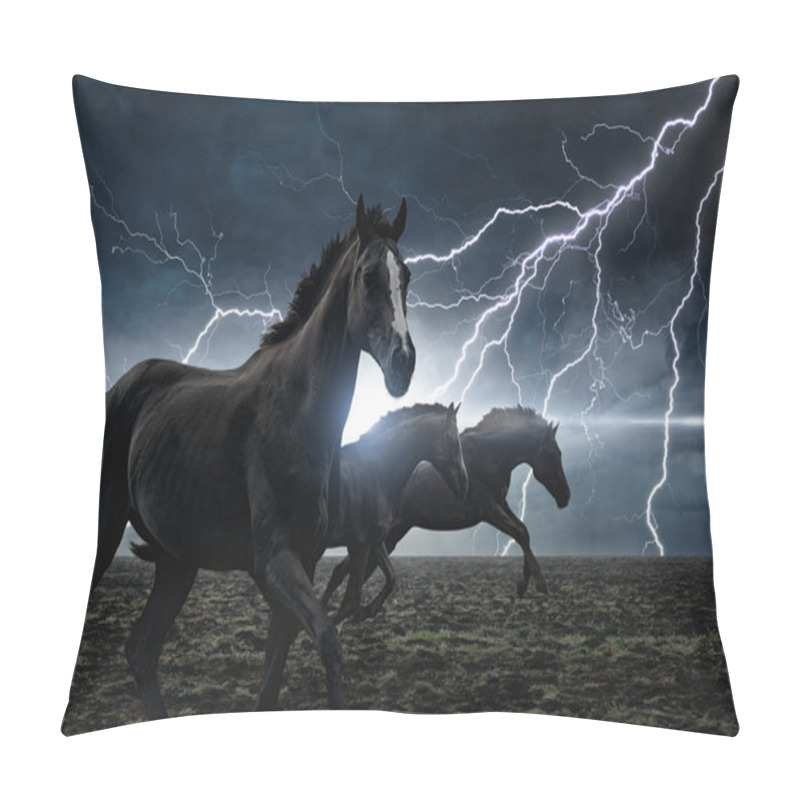 Personality  Running Black Horses Pillow Covers