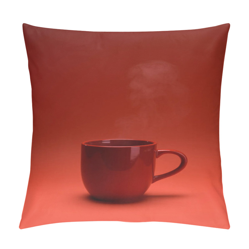 Personality  Close Up View Of Red Cup Of Coffee Isolated On Red Pillow Covers