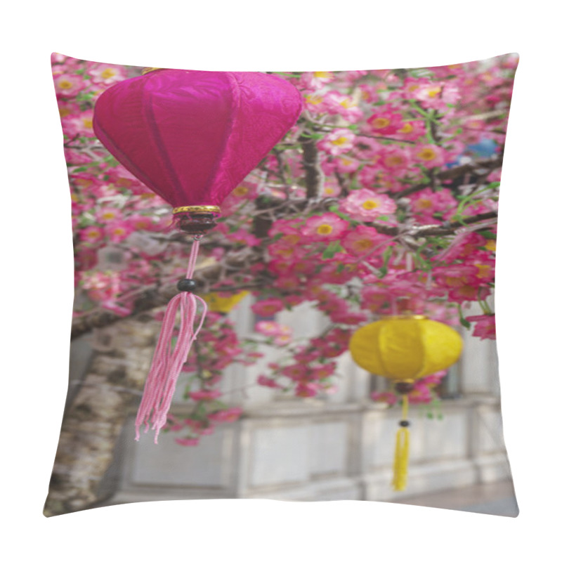 Personality  Lanterns And Pink Flowers Pillow Covers