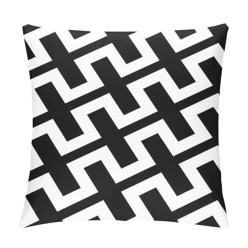 Personality  Abstract Black And White Simple Diagonal Square Zig Zag Vector Seamless Pattern Pillow Covers