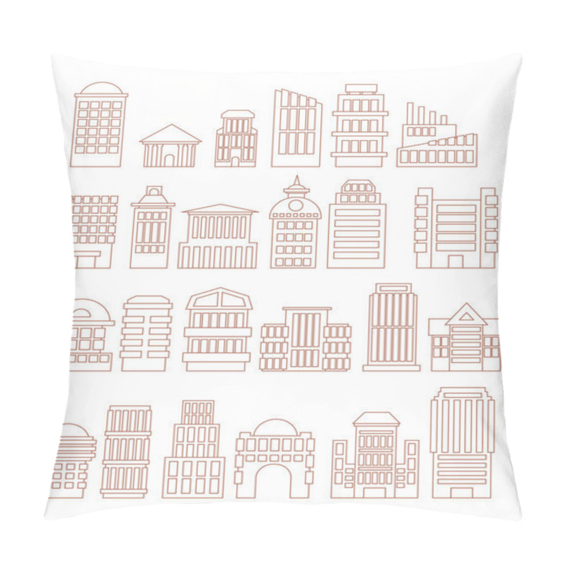 Personality  Set  Buildings  Icons. Public And Administrative Complexes. Larg Pillow Covers