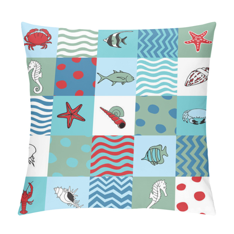 Personality  Seamless Pattern With Marine Life Pillow Covers