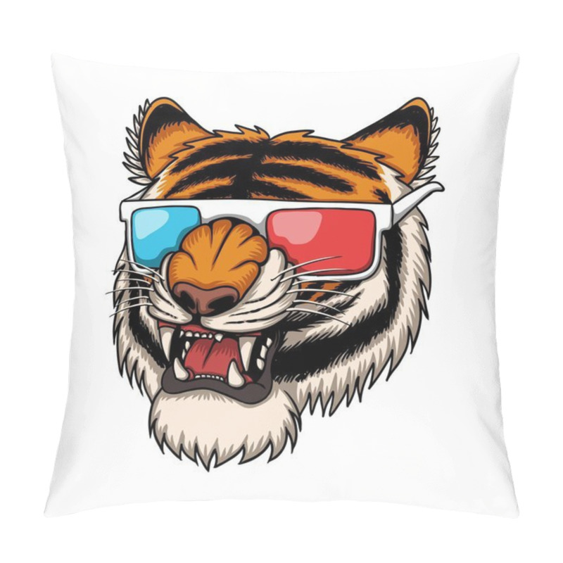 Personality  Tiger Wearing 3d Eyeglasses For Your Company Or Brand Pillow Covers