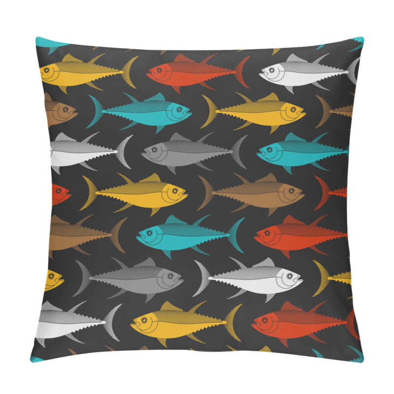 Personality  Tuna pattern seamless. tunny Seafood fish background. vector texture pillow covers