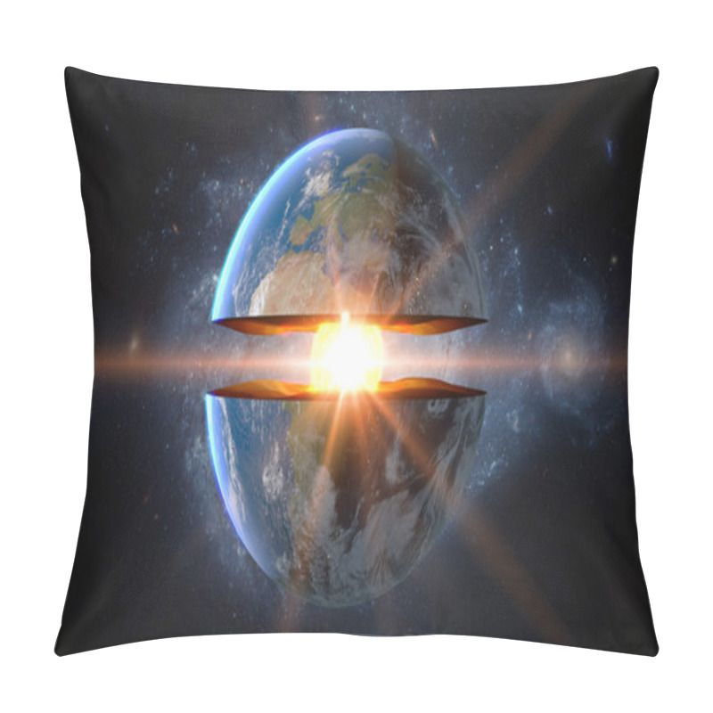 Personality  Earth Core. Inner Structure With Geological Layers. 3d Rendering Pillow Covers