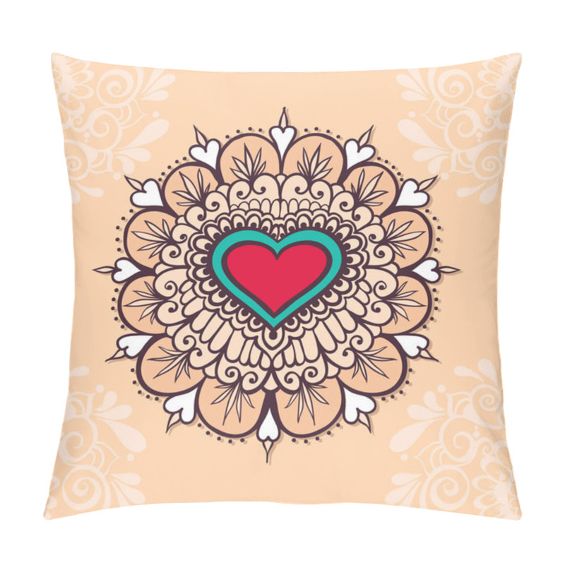 Personality  Sketch Of Tattoo Henna Heart Pillow Covers