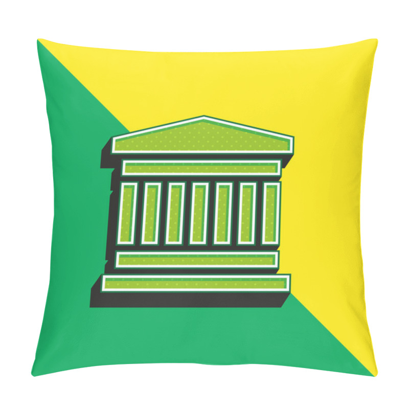 Personality  Bank Green And Yellow Modern 3d Vector Icon Logo Pillow Covers