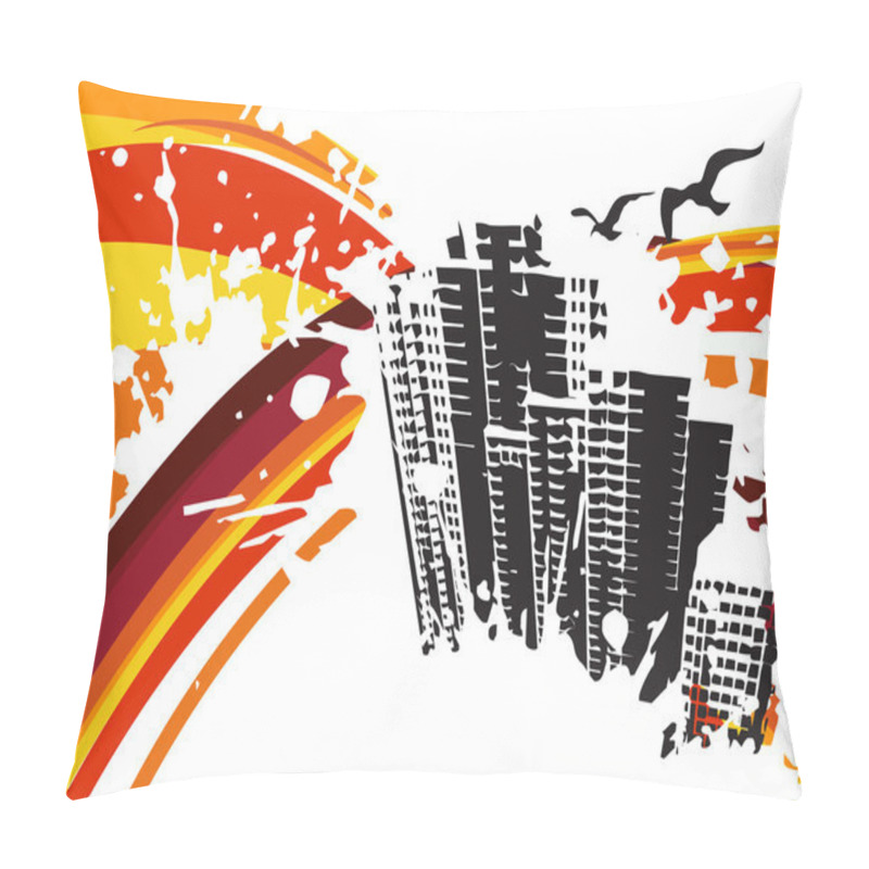 Personality  Background With Grunge City, Design3 Pillow Covers