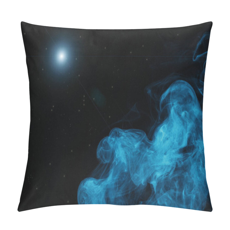 Personality  Blue Smoke And Light On Black Background  Pillow Covers