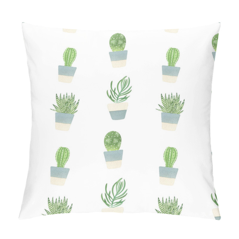 Personality  Watercolor Seamless Pattern With Succulent And Cactus. Hand Drawn House Plants Repeat Background Perfect For Fabric, Textile, Wrapping Paper, Planner Cover And Other DIY Projects. Pillow Covers