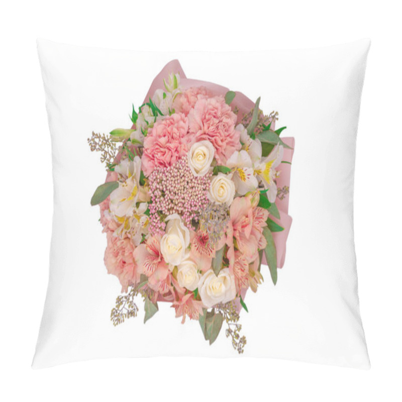 Personality  Bouquet Of  Soft Pink Flowers In Pink Wrapping Paper.  Pillow Covers